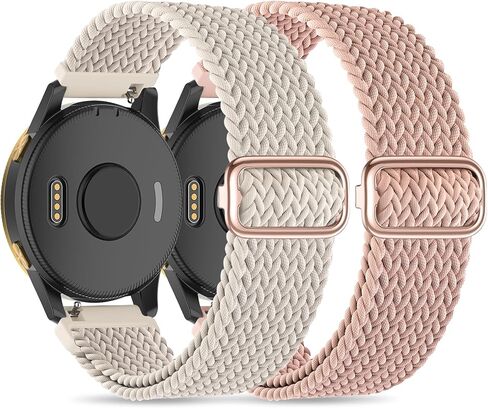 مجموعة من قطعتين من شريط مطاطي مضفر من Sunnyson متوافق مع Garmin Venu/Venu Sq/Garmin Vivoactive 3/ Vivoactive 3 Music، سوار معصم بديل منسوج من النايلون قابل للتعديل 20 مم لـ Garmin Venu 2 Plus للنساء in Kuwait