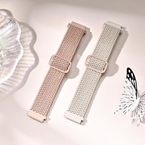 مجموعة من قطعتين من شريط مطاطي مضفر من Sunnyson متوافق مع Garmin Venu/Venu Sq/Garmin Vivoactive 3/ Vivoactive 3 Music، سوار معصم بديل منسوج من النايلون قابل للتعديل 20 مم لـ Garmin Venu 2 Plus للنساء in Kuwait