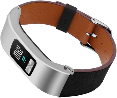 DuiGong متوافق مع سوار جلدي بديل Garmin vivofit 4 مع جراب واقٍ فضي من الفولاذ المقاوم للصدأ in Saudi Arabia