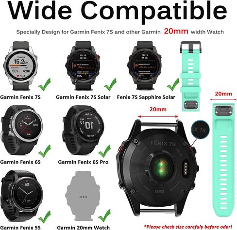 Miimall متوافق مع سوار السيليكون Garmin Fenix ​​7S، سوار معصم رياضي ناعم للنساء والرجال حزام بديل مرن لـ Garmin Fenix ​​20mm 7S/7S Solar/7S Sapphire Solar/6S/5S (أسود) in Saudi Arabia