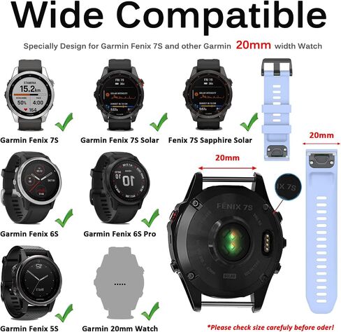 Miimall متوافق مع سوار السيليكون Garmin Fenix ​​7S، سوار معصم رياضي ناعم للنساء والرجال حزام بديل مرن لـ Garmin Fenix ​​20mm 7S/7S Solar/7S Sapphire Solar/6S/5S (أسود) in Saudi Arabia