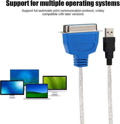 Socobeta واجهة مريحة مضادة للتداخل Cn36، اتصال سهل USB USB إلى منفذ متوازي كابل الطابعة محول كابل 1.5 متر / 4.9 قدم لأجهزة الكمبيوتر المكتبية وأجهزة الكمبيوتر المحمولة in Saudi Arabia