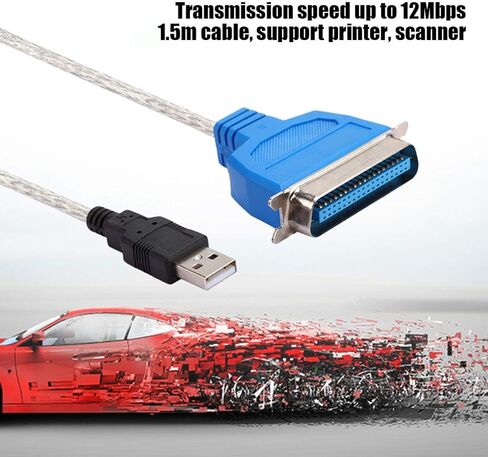 Socobeta واجهة مريحة مضادة للتداخل Cn36، اتصال سهل USB USB إلى منفذ متوازي كابل الطابعة محول كابل 1.5 متر / 4.9 قدم لأجهزة الكمبيوتر المكتبية وأجهزة الكمبيوتر المحمولة in Saudi Arabia