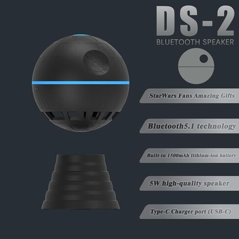 JLSCR DS-2 Portable Bluetooth Speaker 1500mAh Battery Bluetooth 5.1 5W Speaker Type-C Port Gifts for Star Wars Fans Desktop Decoration in Saudi Arabia