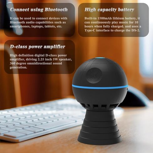 JLSCR DS-2 Portable Bluetooth Speaker 1500mAh Battery Bluetooth 5.1 5W Speaker Type-C Port Gifts for Star Wars Fans Desktop Decoration in Saudi Arabia