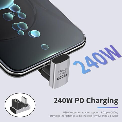 Duttek USB C 180 Degree Adapter 240W PD, 8K@60Hz, 40Gbps,180 Degree USB C Female to Male Adapter Connector for Thunderbolt 4, Thunderbolt 3, Switch, Laptop, Tablet, Phone and More 2 Pack in Saudi Arabia