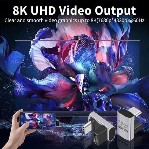 Duttek USB C 180 Degree Adapter 240W PD, 8K@60Hz, 40Gbps,180 Degree USB C Female to Male Adapter Connector for Thunderbolt 4, Thunderbolt 3, Switch, Laptop, Tablet, Phone and More 2 Pack in Saudi Arabia