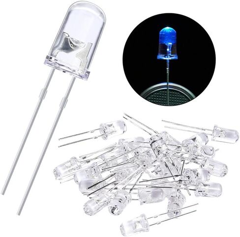 100 Pieces Clear LED Light Emitting Diodes Bulb LED Lamp, 5 mm (Blue) in Saudi Arabia