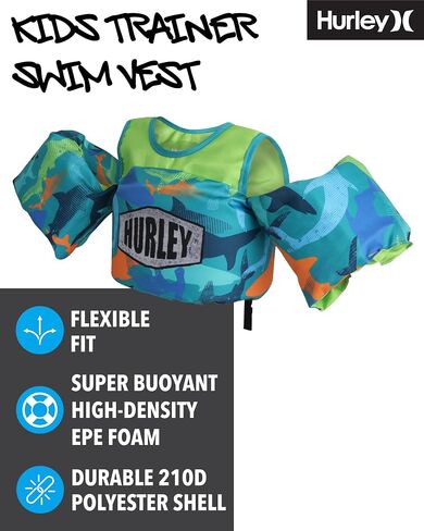 Hurley Toddler Pool Floatie - Learn to Swim Safety Float Swimming Jacket - Kids Trainer Swim Vest - Boy/Girl 1-2 yrs 20-50 lb in Saudi Arabia