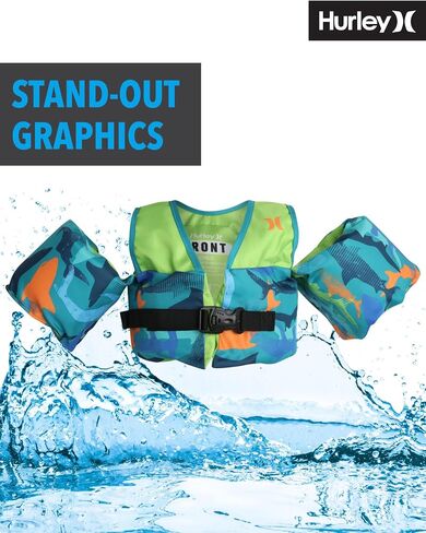 Hurley Toddler Pool Floatie - Learn to Swim Safety Float Swimming Jacket - Kids Trainer Swim Vest - Boy/Girl 1-2 yrs 20-50 lb in Saudi Arabia