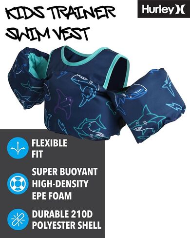 Hurley Toddler Pool Floatie - Learn to Swim Safety Float Swimming Jacket - Kids Trainer Swim Vest - Boy/Girl 1-2 yrs 20-50 lb in Saudi Arabia