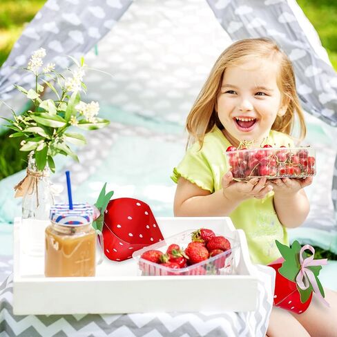 AnyDesign 24Pcs Strawberry Party Favor Treat Boxes Sweet Fruit Themed Candy Cake Gift Box Snack Goodie Cardboard Boxes with Ribbon Double-Sided Tape for Birthday Baby Shower Party Decor in Saudi Arabia