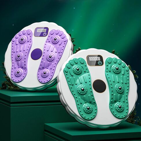 لوح ملتوي لتمارين بناء الجسم واللياقة البدنية مع عداد إلكتروني، قرص لف الخصر لتدريب القوة الأساسية والتخسيس مع 6 خرزات مغناطيسية وقاعدة مضادة للانزلاق (أرجواني) in Kuwait