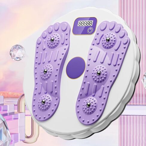 لوح ملتوي لتمارين بناء الجسم واللياقة البدنية مع عداد إلكتروني، قرص لف الخصر لتدريب القوة الأساسية والتخسيس مع 6 خرزات مغناطيسية وقاعدة مضادة للانزلاق (أرجواني) in Kuwait