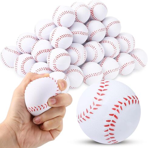 Sratte 100 Pcs Mini Baseball Balls Baseball Stress Balls Bulk 2.5 Inch Foam Baseball Ball Squeeze Small Foam Balls Sports Balls Baseball Party Favors for Anxiety Relief Birthday Party Supplies in Saudi Arabia