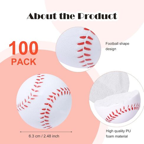 Sratte 100 Pcs Mini Baseball Balls Baseball Stress Balls Bulk 2.5 Inch Foam Baseball Ball Squeeze Small Foam Balls Sports Balls Baseball Party Favors for Anxiety Relief Birthday Party Supplies in Saudi Arabia
