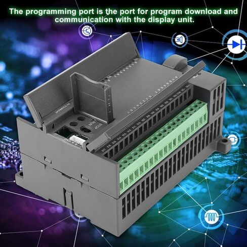 PLC Controller, DC24V Programmable Logic Controller 4 Channel 100K Pulse 32bit MCU Industrial Control Board with Housing for FX1N-32MT, 16 Point Input 16 Transistor Output in Saudi Arabia