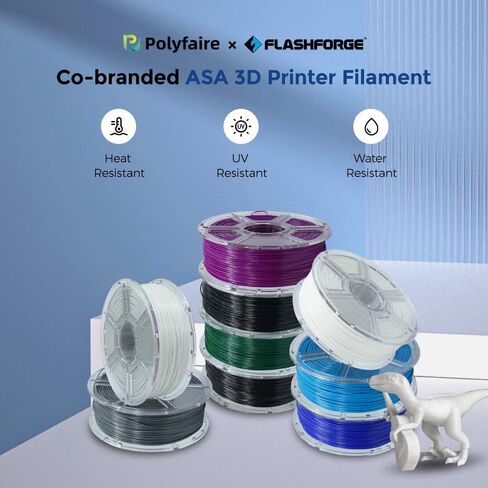 Polyfaire ASA Filament 1.75mm, Anti-UV ASA 3D Printer Filament, Dimensional Accuracy +/- 0.02mm, Heat & Weather Resistant ASA 3D Filament Perfect for Printing Outdoor Functional Parts (Black) in Saudi Arabia