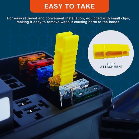 Jekruiet 12V صندوق ترحيل الصمامات للسيارات مع 6 طرق تتابع 12 AWG سلكي مسبقًا مقاوم للماء مجموعة كتلة صندوق الصمامات، ATC/ATO بليد فيوز لشاحنة القوارب البحرية للسيارة التلقائية in Kuwait