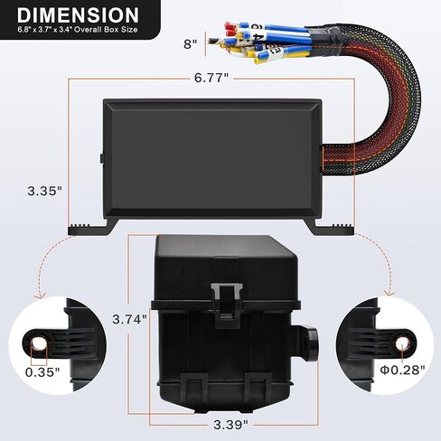 Jekruiet 12V صندوق ترحيل الصمامات للسيارات مع 6 طرق تتابع 12 AWG سلكي مسبقًا مقاوم للماء مجموعة كتلة صندوق الصمامات، ATC/ATO بليد فيوز لشاحنة القوارب البحرية للسيارة التلقائية in Kuwait