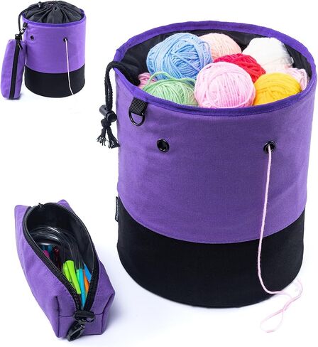 MYBAGZING Small Yarn Bag, Canvas Crochet Bag Organizer, Knitting Bag, Mini Yarn Storage Bags Yarn for Crocheting, Yarn Holder for Crochet Beginner,Knitting & Crochet Supplies in Saudi Arabia