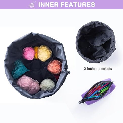MYBAGZING Small Yarn Bag, Canvas Crochet Bag Organizer, Knitting Bag, Mini Yarn Storage Bags Yarn for Crocheting, Yarn Holder for Crochet Beginner,Knitting & Crochet Supplies in Saudi Arabia