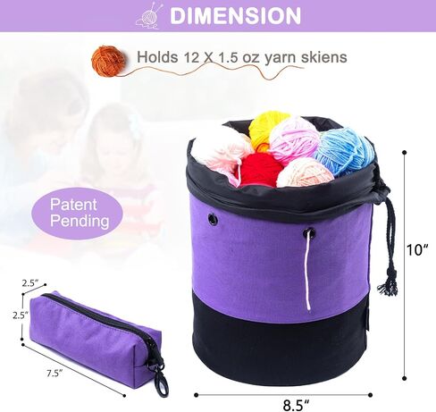 MYBAGZING Small Yarn Bag, Canvas Crochet Bag Organizer, Knitting Bag, Mini Yarn Storage Bags Yarn for Crocheting, Yarn Holder for Crochet Beginner,Knitting & Crochet Supplies in Saudi Arabia