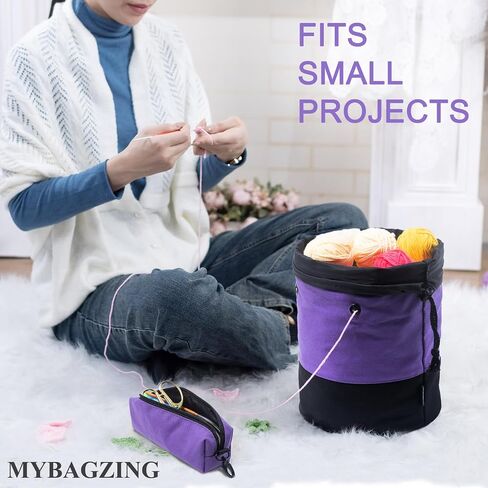MYBAGZING Small Yarn Bag, Canvas Crochet Bag Organizer, Knitting Bag, Mini Yarn Storage Bags Yarn for Crocheting, Yarn Holder for Crochet Beginner,Knitting & Crochet Supplies in Saudi Arabia