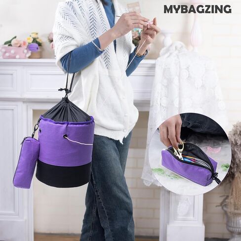 MYBAGZING Small Yarn Bag, Canvas Crochet Bag Organizer, Knitting Bag, Mini Yarn Storage Bags Yarn for Crocheting, Yarn Holder for Crochet Beginner,Knitting & Crochet Supplies in Saudi Arabia