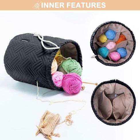 MYBAGZING Small Yarn Bag, Canvas Crochet Bag Organizer, Knitting Bag, Mini Yarn Storage Bags Yarn for Crocheting, Yarn Holder for Crochet Beginner,Knitting & Crochet Supplies in Kuwait