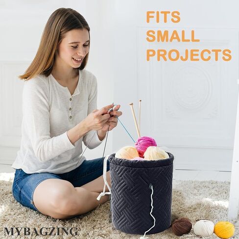 MYBAGZING Small Yarn Bag, Canvas Crochet Bag Organizer, Knitting Bag, Mini Yarn Storage Bags Yarn for Crocheting, Yarn Holder for Crochet Beginner,Knitting & Crochet Supplies in Kuwait
