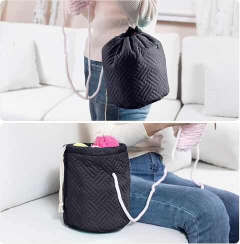 MYBAGZING Small Yarn Bag, Canvas Crochet Bag Organizer, Knitting Bag, Mini Yarn Storage Bags Yarn for Crocheting, Yarn Holder for Crochet Beginner,Knitting & Crochet Supplies in Kuwait