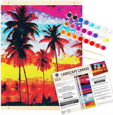 Horizon Group USA Paint By Numbers, DIY Painting Kit, Geometric Unicorn Cloth Canvas, 16" x 20", Includes Wooden Frame & Paintbrushes, Acrylic Paints for Adults, No Experience Needed in Saudi Arabia