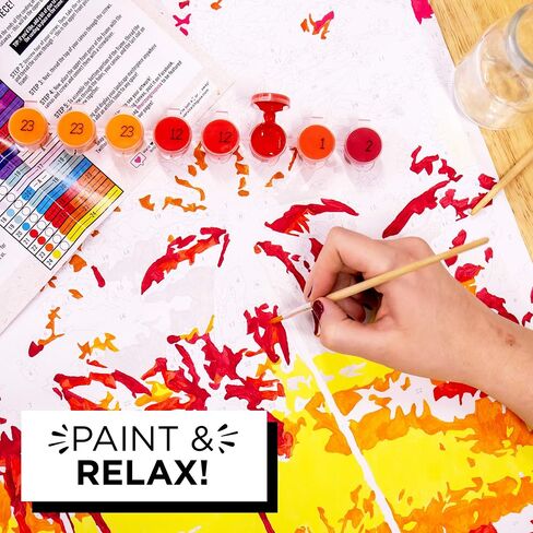 Horizon Group USA Paint By Numbers, DIY Painting Kit, Geometric Unicorn Cloth Canvas, 16" x 20", Includes Wooden Frame & Paintbrushes, Acrylic Paints for Adults, No Experience Needed in Saudi Arabia