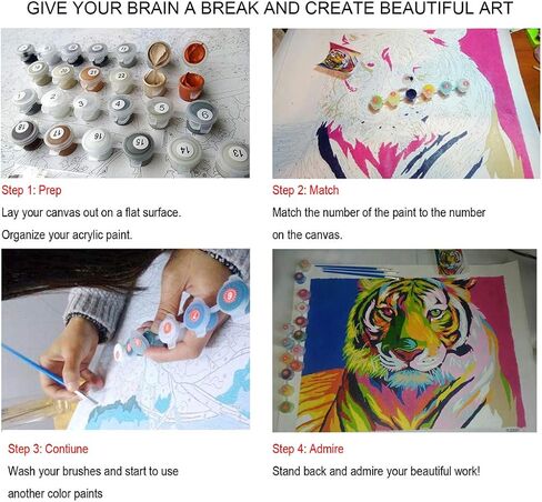 مجموعات الطلاء بالأرقام من EHIOR، لوحة أكريليك DIY مقاس 16 × 20 بوصة للأطفال والكبار المبتدئين مع مكبر 3X وفرش ودهانات ودليل - قطة نيون (بدون إطار) in Kuwait