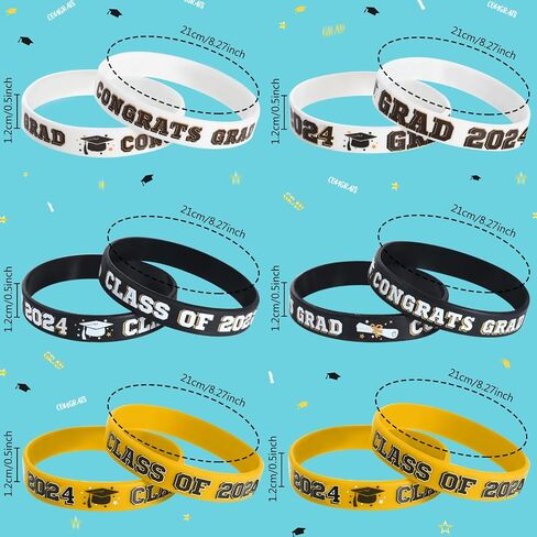 Sumind 36 Pieces Class of 2024 Silicone Bracelets, Silicone Graduation Bracelets Congrats Grad Wristbands Graduation Celebrating Bracelet for Teacher Students, Graduation Party Supplies in Saudi Arabia
