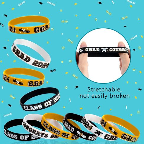 Sumind 36 Pieces Class of 2024 Silicone Bracelets, Silicone Graduation Bracelets Congrats Grad Wristbands Graduation Celebrating Bracelet for Teacher Students, Graduation Party Supplies in Saudi Arabia