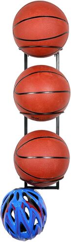 حامل كرة TANGGU رف تخزين كرة السلة، تخزين الكرة المعدنية المثبتة على الحائط، رف عرض الكرة لكرة القدم والكرة الطائرة (أسود) in Kuwait