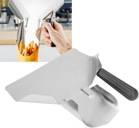 مغرفة القلي الفرنسية، مغرفة رقائق البطاطس المقلية المجرفة، مغرفة القلي الفرنسي للطعام، مغرفة من الفولاذ المقاوم للصدأ بمقبض مرن متعدد الوظائف لحقيبة الفشار لرقائق الطعام والحلوى أداة تقديم المساعدة in Kuwait