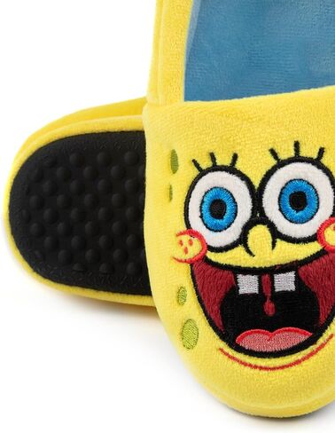 SpongeBob SquarePants Kids Slippers | Boys Girls Animated Character Yellow Blue Elasticated Heel Support House Sliders in Saudi Arabia