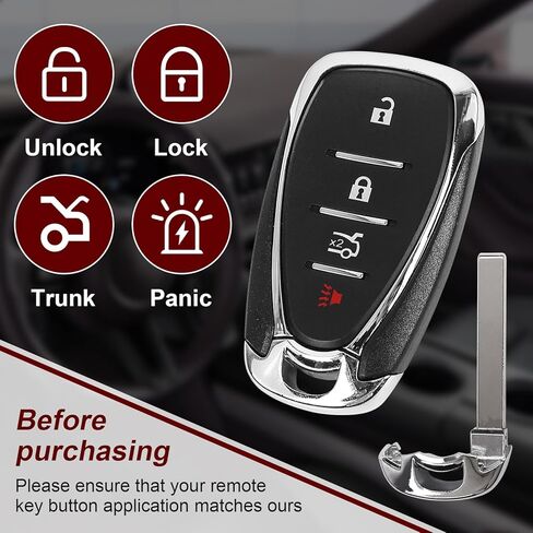 استبدال مفتاح Fob متوافق مع 2016 2017 2018 2019 2020 2021 Chevy Malibu Camaro Cruze Proximity Smart Keyless Entry Remote Control يستبدل HYQ4EA 13508771 13584504 13529660 433Mhz 4 أزرار in Kuwait