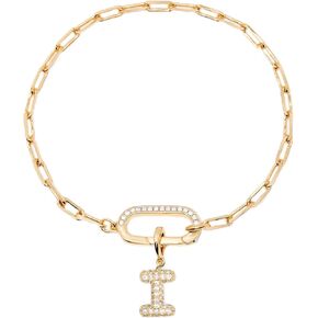 Petra Initial Bracelet (M) - Hypoallergenic 14K Gold Plated Brass - Initial Charm Bracelet - Cubic Zirconia Stones - Custom - Women's Bracelets - Everyday Luxury Jewelry - Gifts for Mom in Kuwait