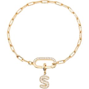 Petra Initial Bracelet (M) - Hypoallergenic 14K Gold Plated Brass - Initial Charm Bracelet - Cubic Zirconia Stones - Custom - Women's Bracelets - Everyday Luxury Jewelry - Gifts for Mom in Kuwait