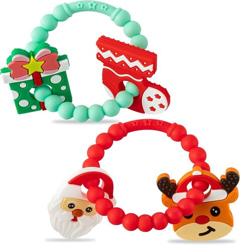 ألعاب Silicone Teether للأطفال - 2Ooya 2pcs Summer Ocean Beach تحت عنوان الحلقة الخاتمة الرضع للرضيع ، والرضيع الصغار مضغ ألعاب الصبي حديث الولادة والفتاة استحمام الطفل عيد ميلاد in Kuwait