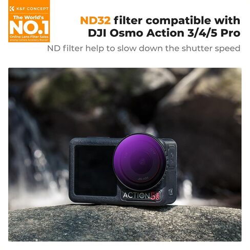 K&F Concept 4 Pack Push-in Fit ND/PL Filter Kit Compatible with DJI Osmo Action 3/4/5 Pro, ND8/PL ND16/PL ND32/PL ND64/PL Neutral Density Polarizing Reduce Glare and Light Control Filters in Kuwait