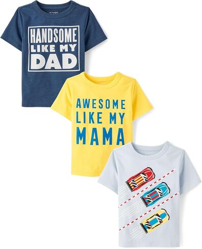 The Children's Place,Baby Boys,and Toddler Vehicle Short Sleeve Graphic T-Shirts,Multipacks,Excavator/My Luck/Race Cars 3-Pack,4 Years in Kuwait