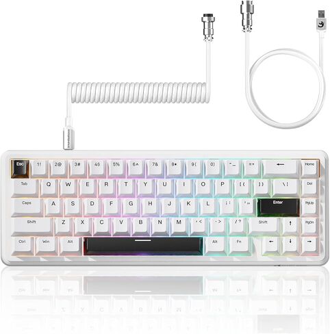 ATTACK SHARK X65 HE 60% Wired Magnetic Keyboard with Adjustable Actuation,8000 Hz Polling Rate,Hall Effect Switches,Hot-Swap,Topographic PBT Keycaps,RGB Backlit for FPS Games,with 8K Coiled Cable in Saudi Arabia
