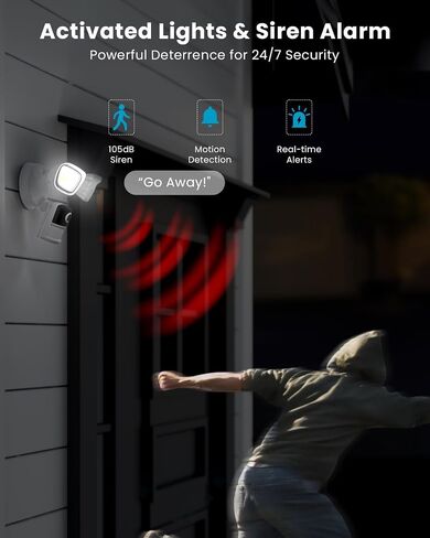 كاميرا ieGeek Floodlight، ضوء أمان منزلي خارجي بدقة 5 ميجابكسل مع كاميرات، كاميرا إضاءة سلكية 5G/2.4G WiFi مع مستشعر حركة ذكي/صفارة إنذار، رؤية ليلية ملونة، صوت ثنائي الاتجاه، تسجيل 24/7، تعمل مع Alexa in Kuwait