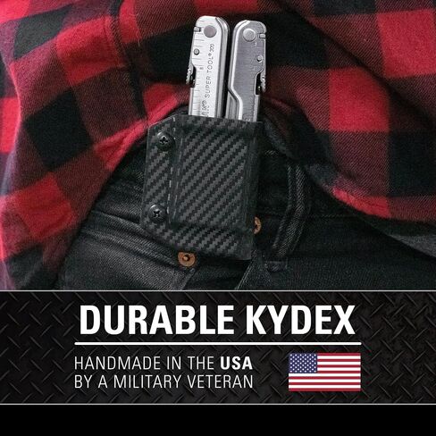غمد Clip & Carry Kydex متعدد المهام لـ Leatherman Supertool 300 - حافظة حامل للحمل اليومي - صنع في الولايات المتحدة الأمريكية - أسود (الأدوات المتعددة غير متضمنة) in Kuwait