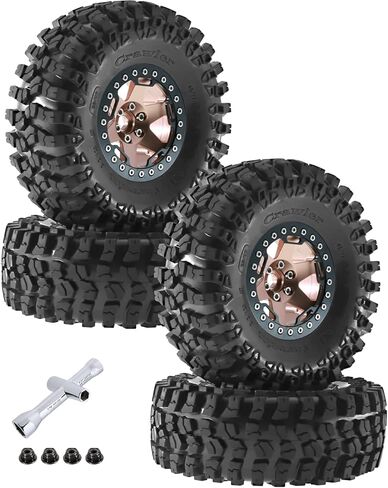 2.2 Inch Beadlock Wheel Rim & Wheel Tires for Axial SCX10 Capra/AMG 6x6/TRX4/Redcat Gen8 Redcat Everest Gen7 Pro RC Scale Crawler Truck,Tires Tyres w/Aluminium Wheel Rim,Brown in Kuwait